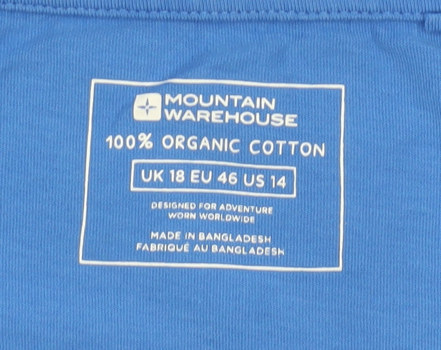 Mountain Warehouse Womens Blue V-Neck Beach Print Cotton T-Shirt Size 18