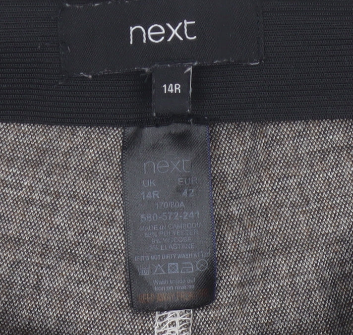 Next Women's Grey Check Slim Trousers Size 14R Viscose Blend