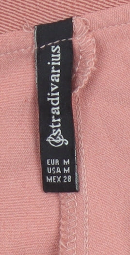 Stradivarius Women Pink Cropped Trousers M Polyester Blend