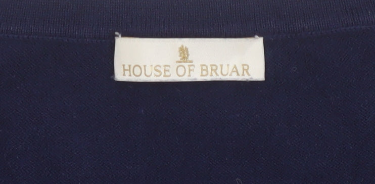 House of Bruar Women's Blue Silk Cotton Cashmere Short Sleeve T-Shirt Size 12