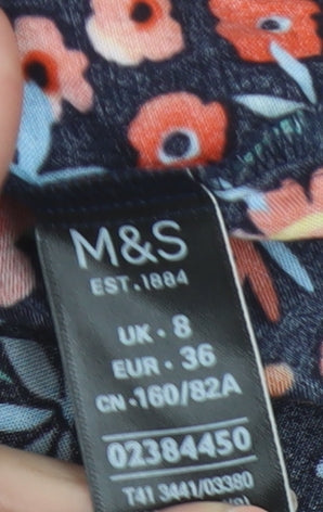 Marks and Spencer Womens Multicoloured Floral Viscose Tunic Blouse Size 8