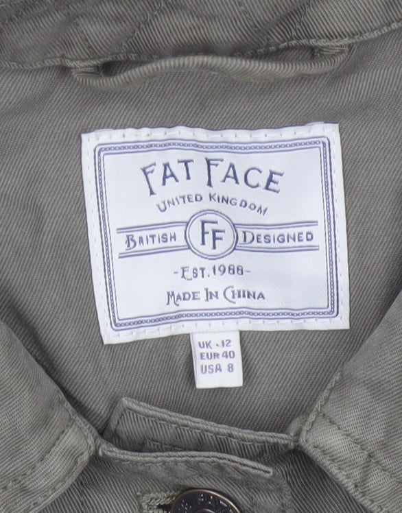 Fat Face Women’s Green Jacket Size 12 Military Style Cotton Blend