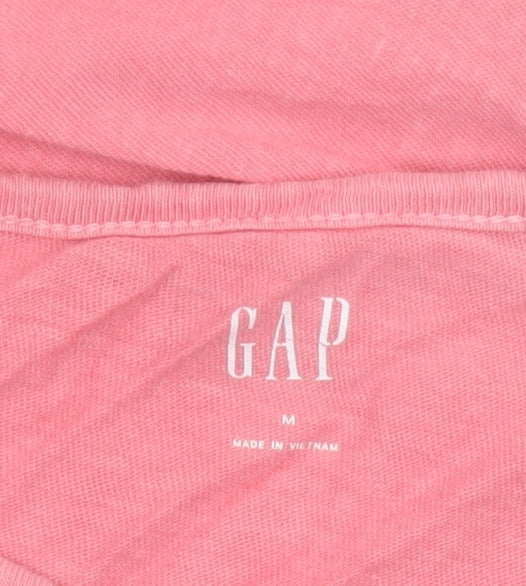 GAP Womens Pink Cotton Short Sleeve Crochet Trim T-Shirt Size M