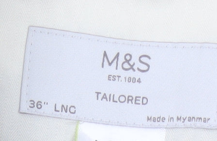 Marks and Spencer Men's Beige Linen Blend Chino Trousers 36L