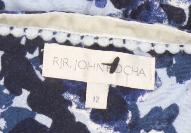 RJR.John Rocha Womens Blue Floral Tunic Blouse Size 12