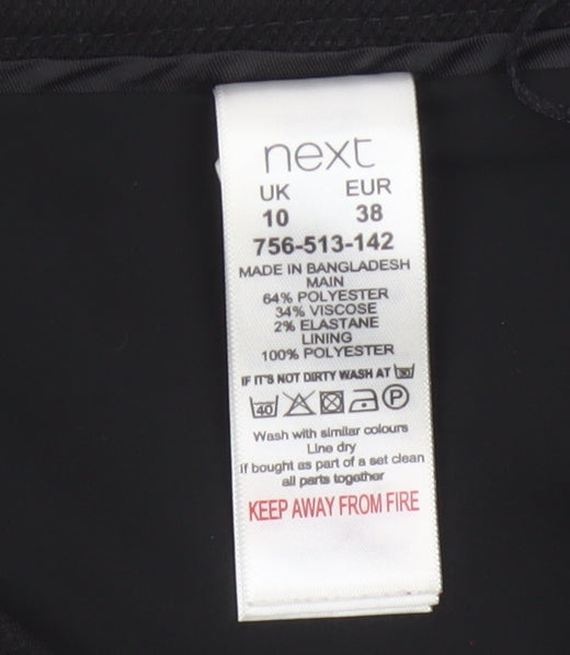 Next Women Black Size 10 Pencil Skirt Lined Stretch Workwear