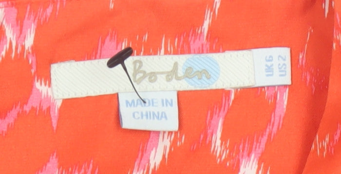 Boden Womens Orange Short Sleeve Silk Blend Tunic Blouse UK 6