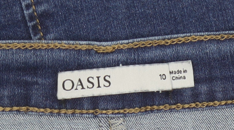Oasis Women Blue Denim A-Line Button Front Skirt UK 10