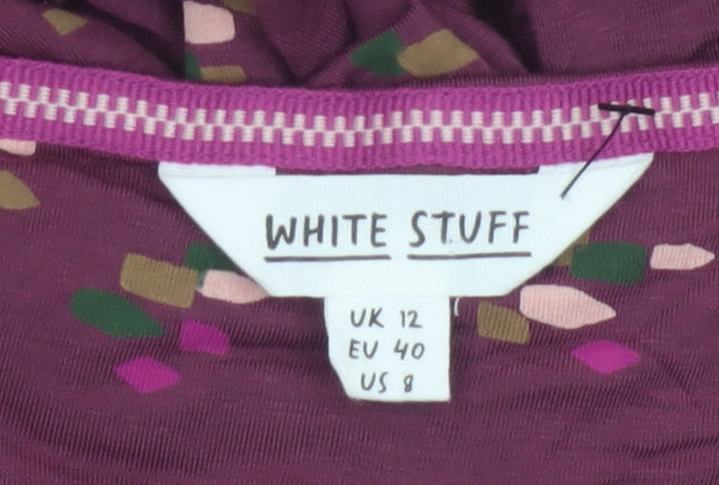 White Stuff Womens Purple Geometric V-Neck A-Line Dress Size 12