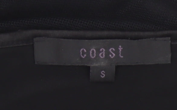 Coast Women’s Black Sheer Embroidered Long Sleeve Tunic Blouse Size S