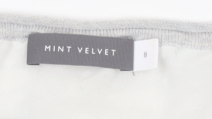 Mint Velvet Womens Grey Lace Detail Long Sleeve Tunic Blouse Size 8
