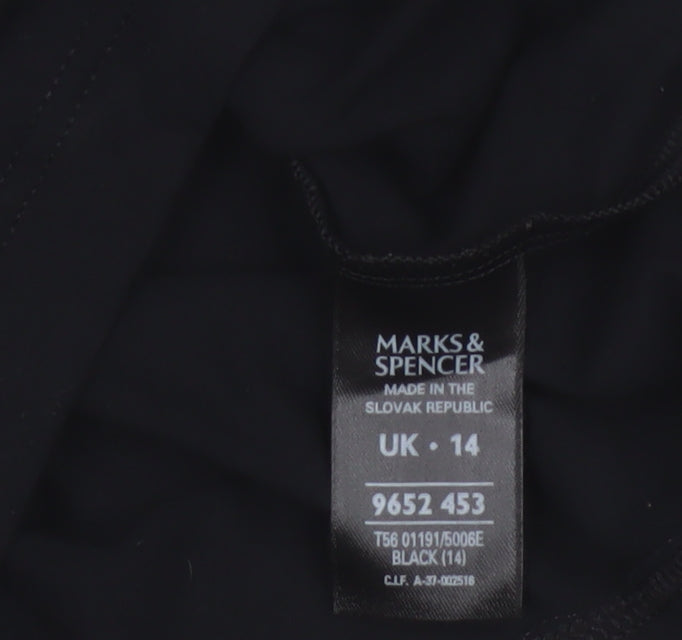 Marks and Spencer Womens Black Viscose 3/4 Sleeve Top Size 14