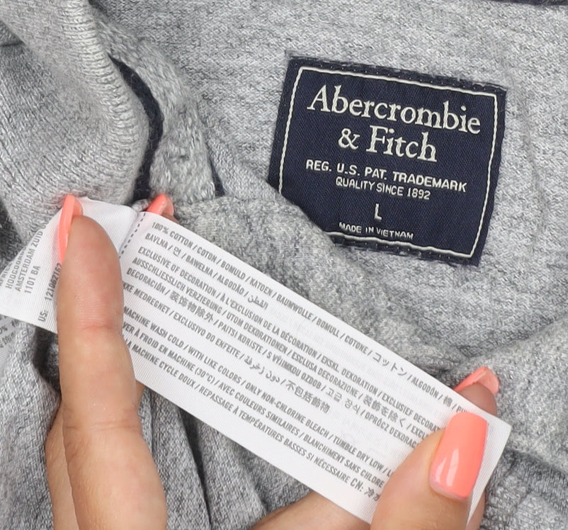 Abercrombie & Fitch Men's Grey Classic Fit Cotton Polo Shirt L