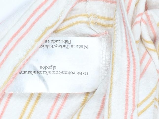 Laura Ashley Women’s Cream Multicoloured Stripe T-Shirt UK 12 Cotton