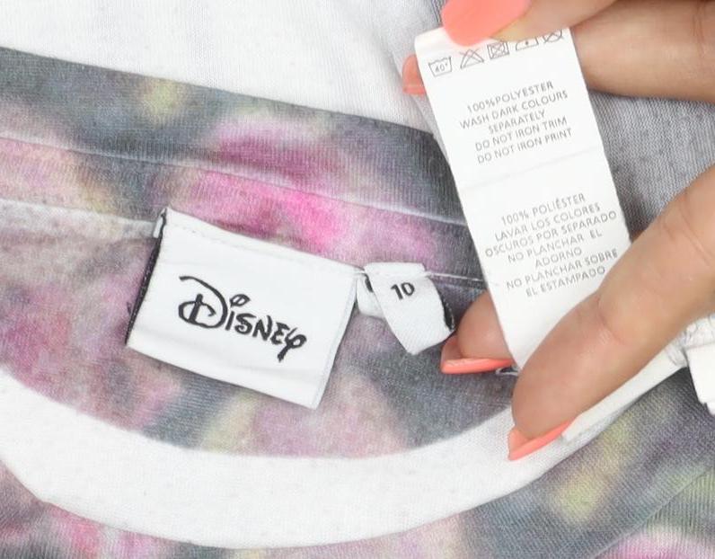 Disney Women's Multicoloured Floral Mickey Mouse T-Shirt Size 10