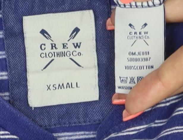 Crew Clothing Co. Men’s Blue Striped Cotton T-Shirt XS Regular Fit