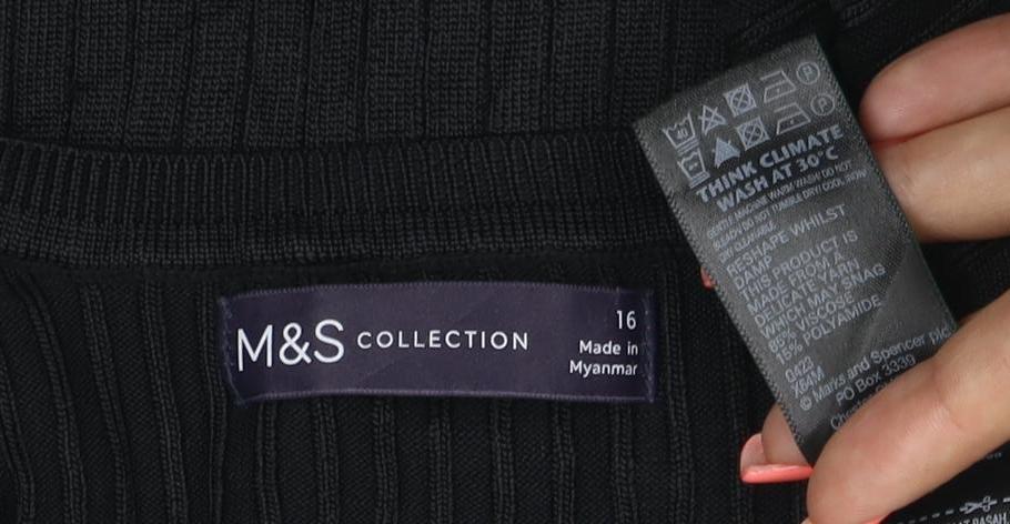 Marks and Spencer Women's Black Sleeveless Knit Tank Top Size 16
