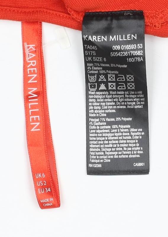 Karen Millen Women's Red Cold Shoulder Long Sleeve Zip Top Size 6