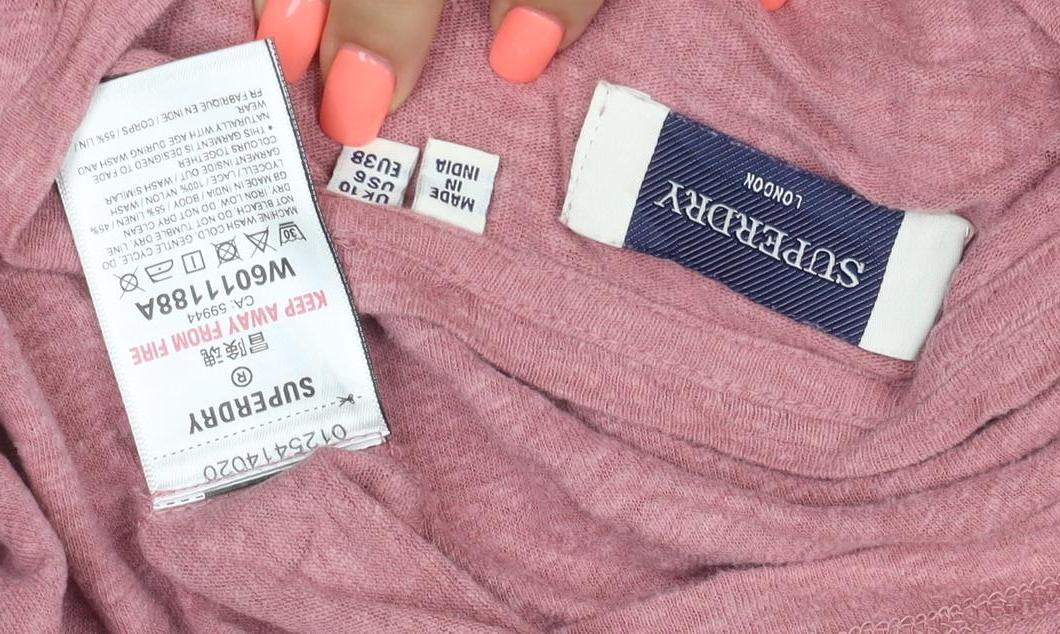 Superdry Womens Pink Long Sleeve Lace Jersey Top Size 10