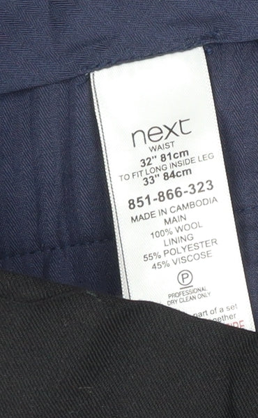 Next Men's Black Wool Formal Dress Trousers 32W 33L Regular Fit