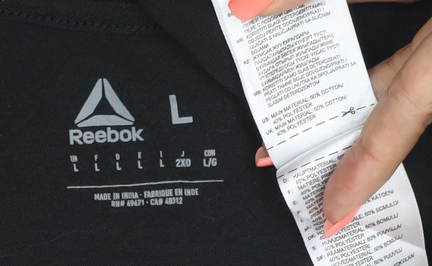 Reebok Womens Black L Tank Top Cotton Blend Sleeveless Sports Vest