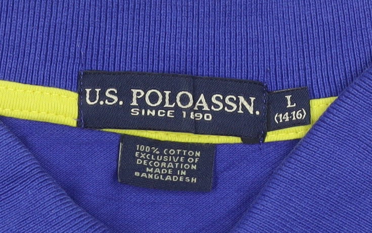 U.S. Polo Assn. Women's Blue Cotton Polo Shirt Size L