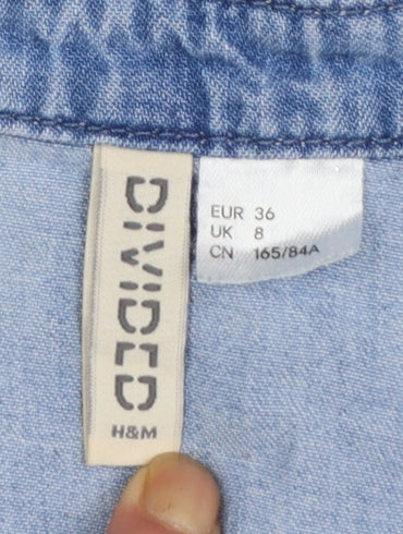 H&M Divided Women’s Blue Denim Button-Up Long Sleeve Blouse Size 8