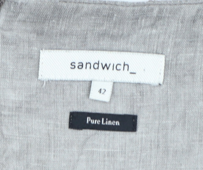 Sandwich Womens Grey Linen Wrap Skirt Size 14 Knee Length