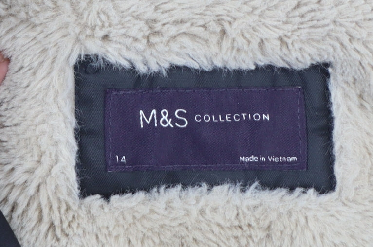 Marks and Spencer Women’s Black Faux Fur Hooded Parka Coat Size 14