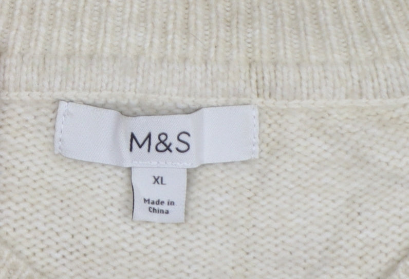 Marks and Spencer Women's Ivory Cable-Knit Wool Blend Cardigan XL