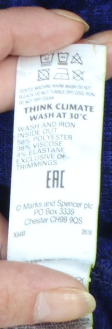 Marks and Spencer Women’s Blue Roll Neck Long Sleeve Knit Shift Dress Size 18