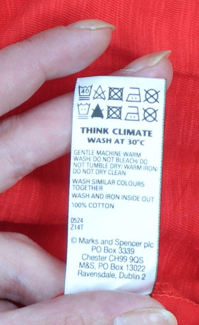 Marks and Spencer Women Red Petite One Shoulder Cotton A-Line Dress Size 18