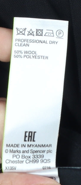Marks and Spencer Men's Black Regular Fit Wool Blend Dress Trousers 40W 33L