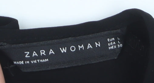 Zara Woman Black Long Sleeve Tunic Blouse Size 14
