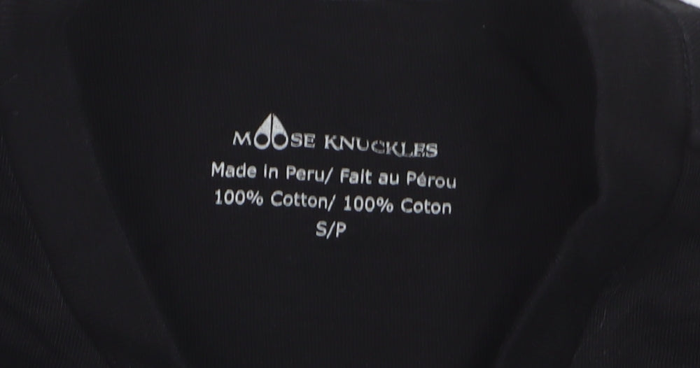 Moose Knuckles Men's Black Graphic Logo Cotton T-Shirt Size S