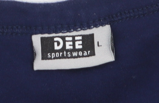 DEE Sportswear Men Blue Long Sleeve V-Neck Sports T-Shirt L