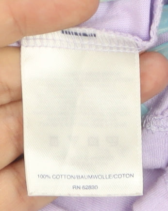 Lands' End Women's Purple Cotton Crochet Trim T-Shirt XL