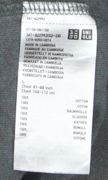 Uniqlo Men's Grey Cotton Crew Neck Short Sleeve T-Shirt Size L