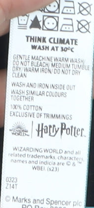 Marks and Spencer Boys Black Harry Potter Hogwarts Graphic T-Shirt 9-10 Years