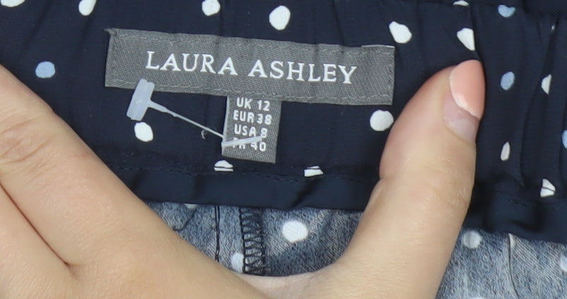 Laura Ashley Womens Blue Polka Dot Viscose Trousers Size 12