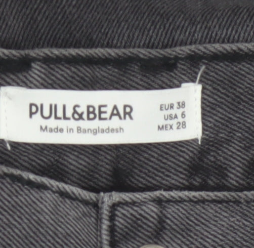 Pull&Bear Women Grey Mom Jeans Size 10 High Rise Cotton Denim