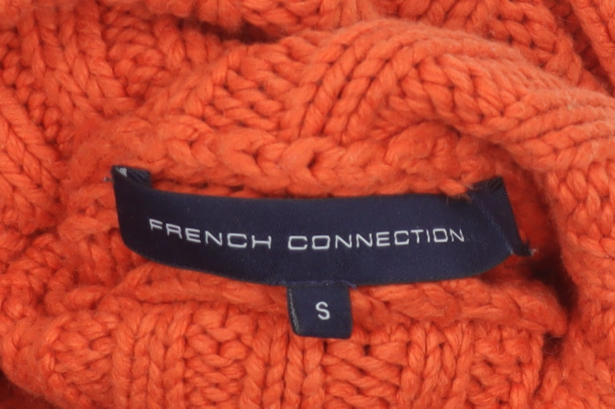 French Connection Women's Orange Roll Neck Chunky-Knit Jumper Size S