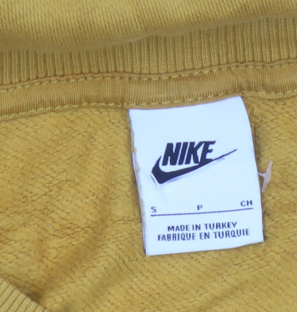 Nike Men's Yellow Pullover Crew Neck Logo Sweatshirt Size S