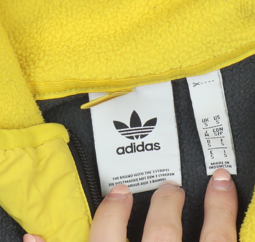 adidas Men's Black Yellow Fleece 1/4 Zip Pullover Sweatshirt S