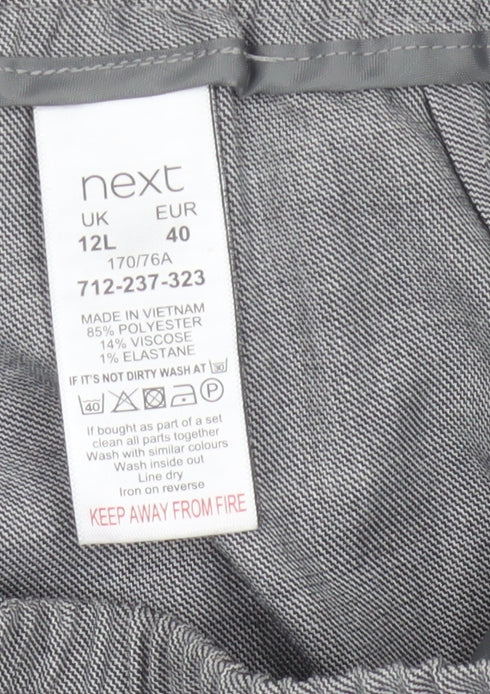 Next Women’s Grey Elastic Waist Pleated Straight Trousers Size 12L