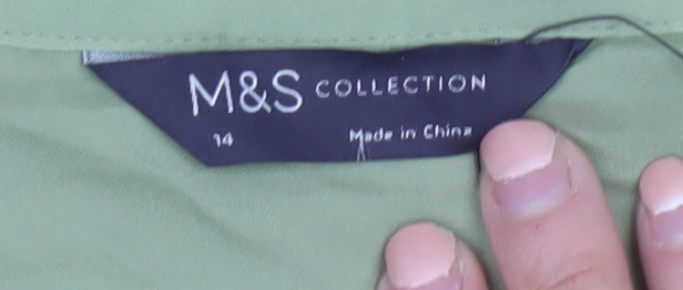 Marks and Spencer Women Green Pleated Midi Skirt Size 14