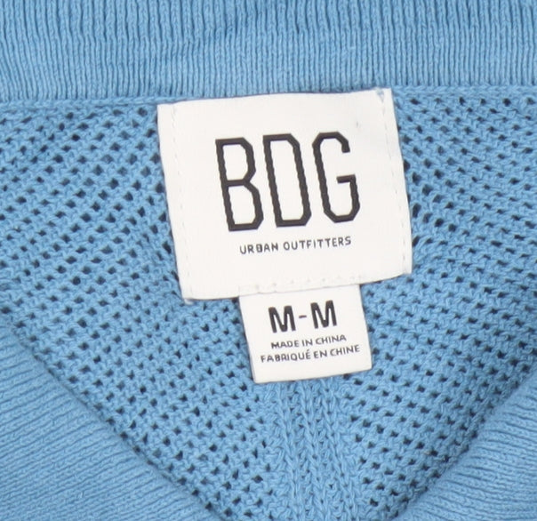 BDG Blue Cotton Collared Short Sleeve Button Knit Cardigan Jumper M