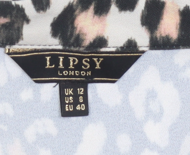 Lipsy Women’s Multicoloured Leopard Print Sleeveless Shift Dress Size 12