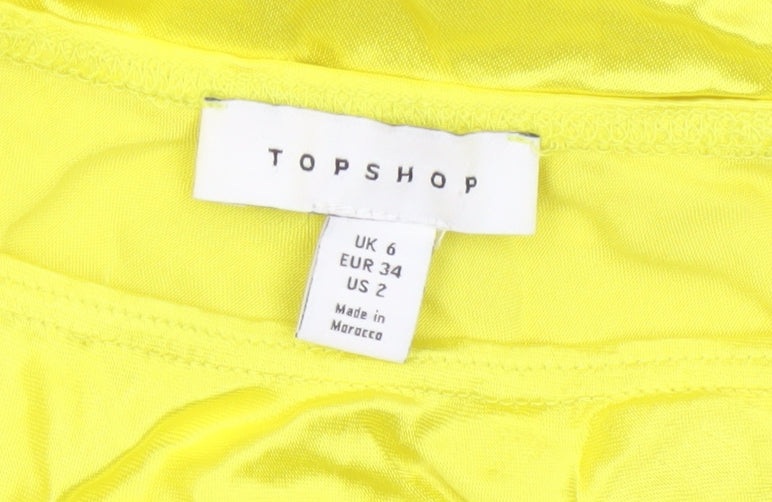 Topshop Women Yellow Long Slip Dress Size 6 Viscose Lightweight