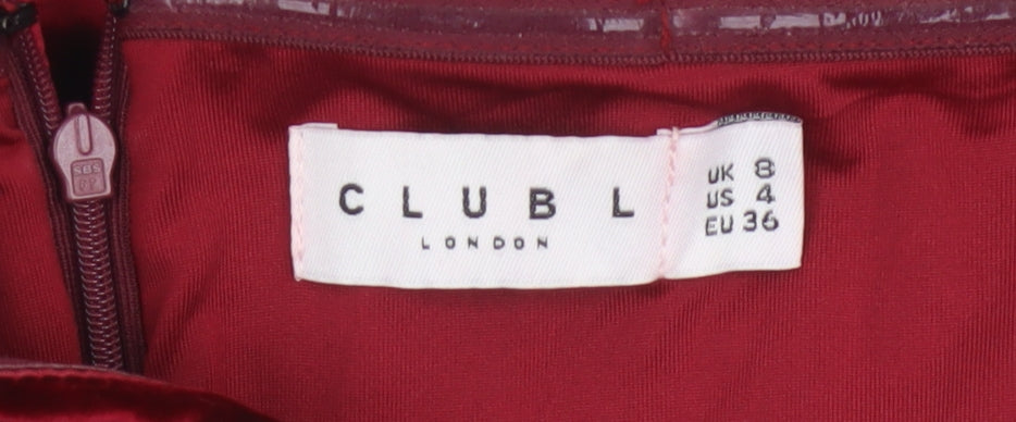 Club L London Women’s Red Velvet Off Shoulder Bodycon Dress Size 8
